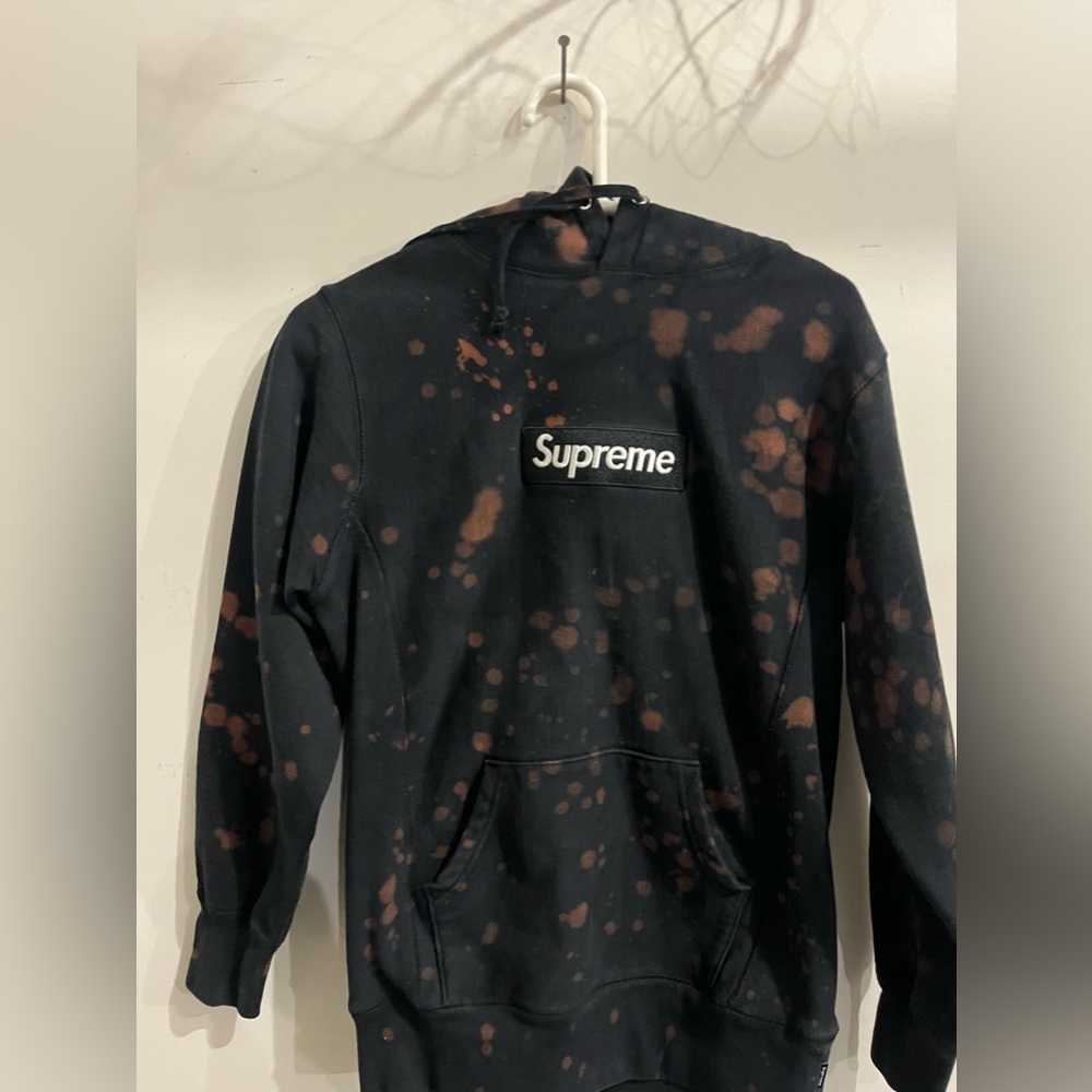 Supreme Small Bleach Tie Dye Black Hoodie